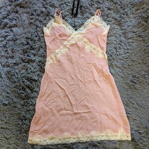 Dolls Kill Pink Lace Slip Dress